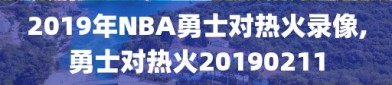 2019年NBA勇士对热火录像,勇士对热火20190211