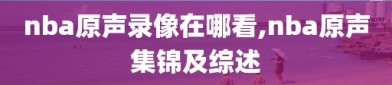 nba原声录像在哪看,nba原声集锦及综述