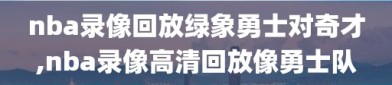 nba录像回放绿象勇士对奇才,nba录像高清回放像勇士队