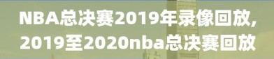 NBA总决赛2019年录像回放,2019至2020nba总决赛回放