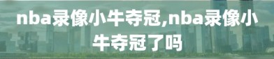 nba录像小牛夺冠,nba录像小牛夺冠了吗