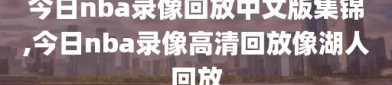 今日nba录像回放中文版集锦,今日nba录像高清回放像湖人回放