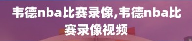 韦德nba比赛录像,韦德nba比赛录像视频