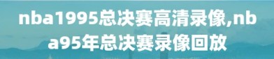 nba1995总决赛高清录像,nba95年总决赛录像回放