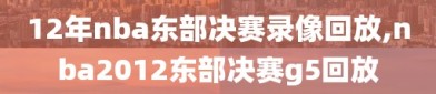 12年nba东部决赛录像回放,nba2012东部决赛g5回放