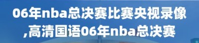 06年nba总决赛比赛央视录像,高清国语06年nba总决赛